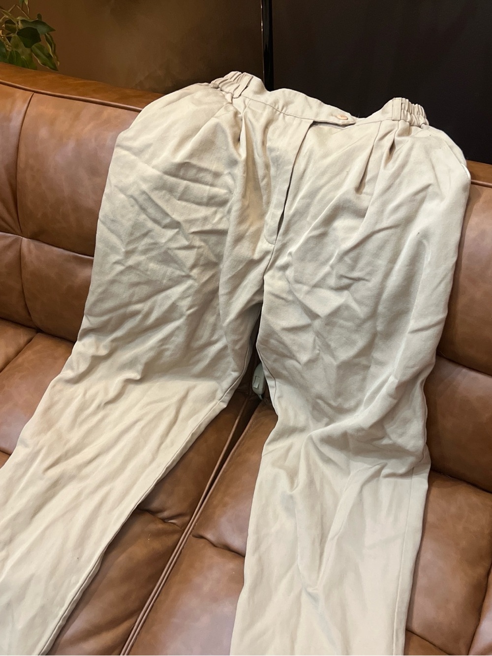 Men's Relaxed Fit Beige Cotton Pants